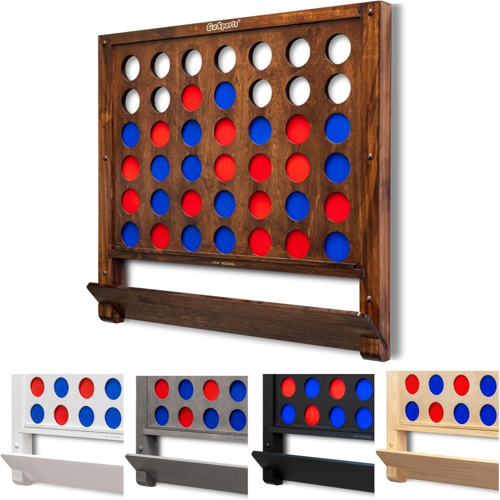 imageGoSports Wall Mounted Giant 4 in a Row Game  Jumbo 4 Connect Family Fun with CoinsBrown