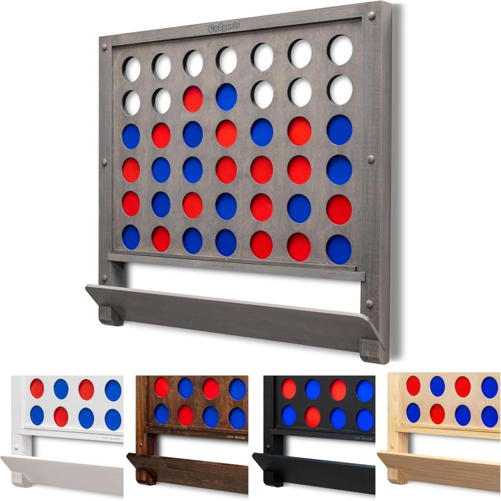 imageGoSports Wall Mounted Giant 4 in a Row Game  Jumbo 4 Connect Family Fun with CoinsGray Stained