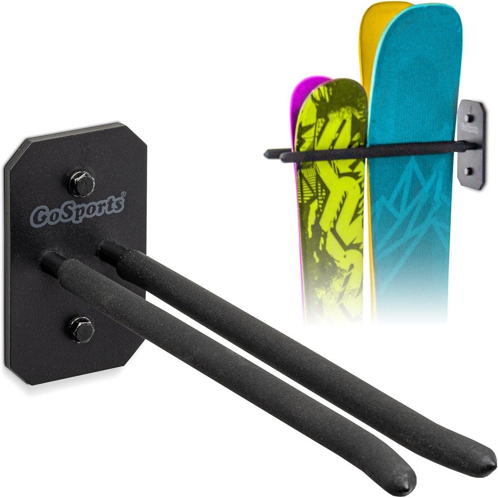 imageGoSports Wall Mounted Ski and Snowboard Storage Rack  2 or 8 Ski Sizes2 Pairs of Skis  or 1 Snowboard Pack of 10