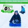 GoSports 2 Person Premium Snow Sled – Choose Red or Blue – Double Walled Construction, Pull Strap and Padded Seat(Blue)