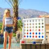 GoSports 3 Foot Width Giant Wooden 4 in a Row Game – Choose White or Dark Stain – Jumbo 4 Connect Family Fun with Coins, Case and Rules(Classic White Finish)