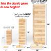 GoSports Giant Wooden Stacking Game – Stacks Up to 5 ft – Choose Brown Wood Stain, Gray, Natural, Stars & Stripes, or Tropical Hardwood – Toppling Tower(Natural Wood)