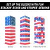 GoSports Giant Wooden Stacking Game – Stacks Up to 5 ft – Choose Brown Wood Stain, Gray, Natural, Stars & Stripes, or Tropical Hardwood – Toppling Tower(Stars and Stripes)