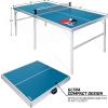 GoSports Mid-Size Table Tennis Game Set – Red or Blue – Indoor/Outdoor Portable Table Tennis Game with Net, 2 Table Tennis Paddles and 4 Balls(Blue Table)
