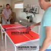 GoSports Mid-Size Table Tennis Game Set – Red or Blue – Indoor/Outdoor Portable Table Tennis Game with Net, 2 Table Tennis Paddles and 4 Balls(Red Table)