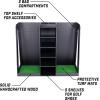 GoSports Premium Wooden Golf Bag Organizer and Storage Rack – Black, White or Brown Finish – Holds 2 Golf Bags(Double Rack – Black)