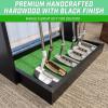 GoSports Premium Wooden Golf Putter Stand – Black, Natural, Brown, White – Indoor Display Rack, Holds 6 Clubs(Black)