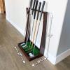 GoSports Premium Wooden Golf Putter Stand – Black, Natural, Brown, White – Indoor Display Rack, Holds 6 Clubs(Brown)