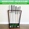 GoSports Premium Wooden Golf Putter Stand – Black, Natural, Brown, White – Indoor Display Rack, Holds 6 Clubs(Brown)