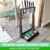 GoSports Premium Wooden Golf Putter Stand – Black, Natural, Brown, White – Indoor Display Rack, Holds 6 Clubs(Brown)