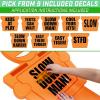 GoSports Slow Down Man! Street Safety Sign – 3 ft High Visibility Kids at Play Signage for Neighborhoods with 9 Decal Options and Flag