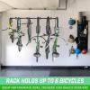 GoSports Wall Mounted Bike Rack for Garage – Vertical Storage for 4 to 6 Bicycles