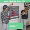 GoSports Wall Mounted Giant 4 in a Row – Jumbo Four in a Row with Coins – Black(Gray Stained)