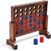 GoSports 1 Foot Width Wooden 4 in a Row Game – Choose White or Dark Stain – Includes Connect Coins, Portable Case and Rules(Dark Stain Finish)