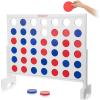 GoSports 3 Foot Width Giant Wooden 4 in a Row Game – Choose White or Dark Stain – Jumbo 4 Connect Family Fun with Coins, Case and Rules(Classic White Finish)