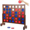 GoSports 3 Foot Width Giant Wooden 4 in a Row Game – Choose White or Dark Stain – Jumbo 4 Connect Family Fun with Coins, Case and Rules(Dark Stain Finish)