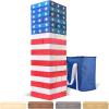 GoSports Giant Wooden Stacking Game – Stacks Up to 5 ft – Choose Brown Wood Stain, Gray, Natural, Stars & Stripes, or Tropical Hardwood – Toppling Tower(Stars and Stripes)