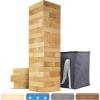 GoSports Giant Wooden Stacking Game – Stacks Up to 5 ft – Choose Brown Wood Stain, Gray, Natural, Stars & Stripes, or Tropical Hardwood – Toppling Tower(Natural)