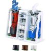 GoSports Premium Wooden Golf Bag Organizer and Storage Rack – Black, White or Brown Finish – Holds 2 Golf Bags(White)