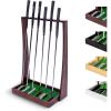 GoSports Premium Wooden Golf Putter Stand – Black, Natural, Brown, White – Indoor Display Rack, Holds 6 Clubs(Brown)
