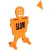 GoSports Slow Down Man! Street Safety Sign – 3 ft High Visibility Kids at Play Signage for Neighborhoods with 9 Decal Options and Flag