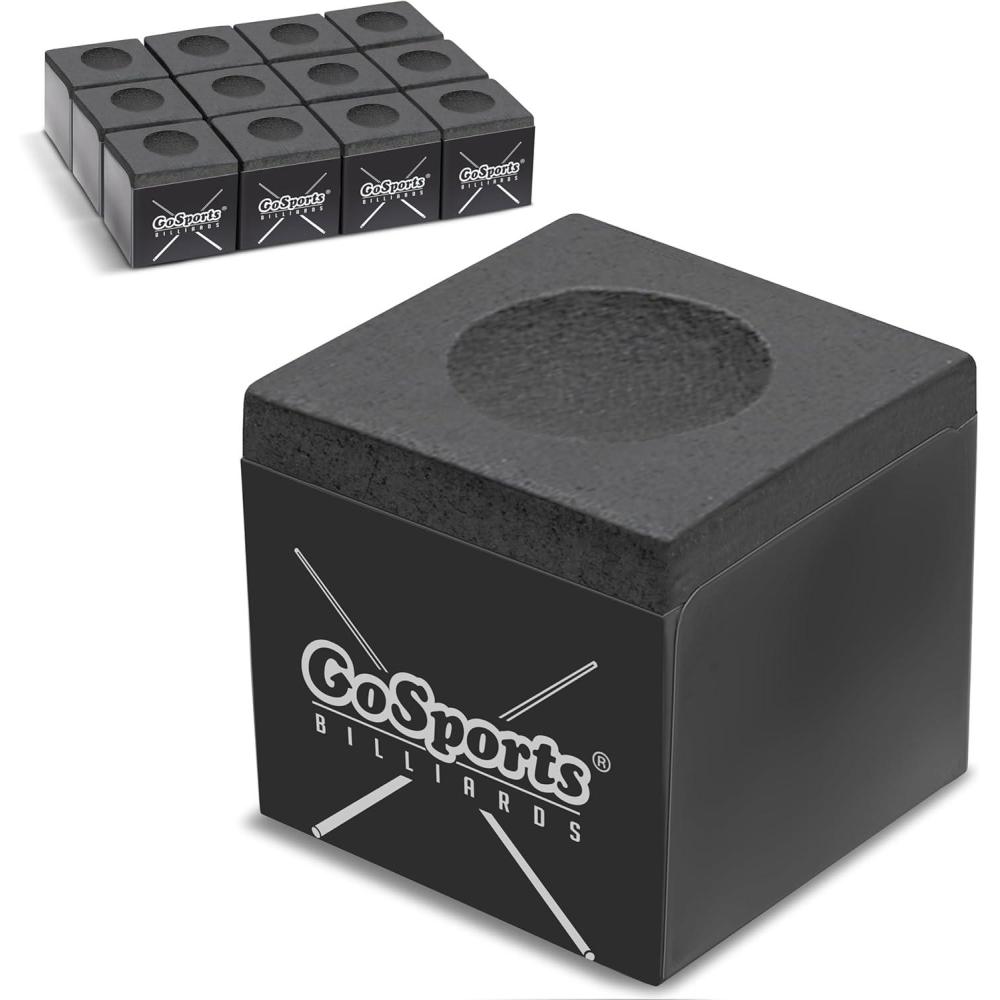 imageGoSports Premium Pool Cue Chalk Cube 12 Pack  Black Blue Red or Green  Billiards Pool Stick ChalkBlack