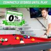 GoSports 6, 7, or 8 ft Billiards Tables – No Assembly, Choose Your Color – Portable Pool Table Includes Full Set of Balls, 2 Cue Sticks, Chalk and Felt Brush(7ft Red)