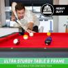 GoSports 6, 7, or 8 ft Billiards Tables – No Assembly, Choose Your Color – Portable Pool Table Includes Full Set of Balls, 2 Cue Sticks, Chalk and Felt Brush(7ft Red)