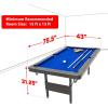 GoSports 6, 7, or 8 ft Billiards Tables – No Assembly, Choose Your Color – Portable Pool Table Includes Full Set of Balls, 2 Cue Sticks, Chalk and Felt Brush(6ft Blue)