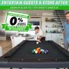 GoSports 6, 7, or 8 ft Billiards Tables – No Assembly, Choose Your Color – Portable Pool Table Includes Full Set of Balls, 2 Cue Sticks, Chalk and Felt Brush(7ft Black)