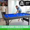 GoSports 6, 7, or 8 ft Billiards Tables – No Assembly, Choose Your Color – Portable Pool Table Includes Full Set of Balls, 2 Cue Sticks, Chalk and Felt Brush(6ft Blue)
