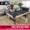 GoSports 6, 7, or 8 ft Billiards Tables – No Assembly, Choose Your Color – Portable Pool Table Includes Full Set of Balls, 2 Cue Sticks, Chalk and Felt Brush(7 ft Oak)