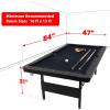 GoSports 6, 7, or 8 ft Billiards Tables – No Assembly, Choose Your Color – Portable Pool Table Includes Full Set of Balls, 2 Cue Sticks, Chalk and Felt Brush(7ft Black)