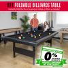 GoSports 6, 7, or 8 ft Billiards Tables – No Assembly, Choose Your Color – Portable Pool Table Includes Full Set of Balls, 2 Cue Sticks, Chalk and Felt Brush(8 ft Black)