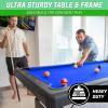 GoSports 6, 7, or 8 ft Billiards Tables – No Assembly, Choose Your Color – Portable Pool Table Includes Full Set of Balls, 2 Cue Sticks, Chalk and Felt Brush(7ft Blue)