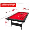 GoSports 6, 7, or 8 ft Billiards Tables – No Assembly, Choose Your Color – Portable Pool Table Includes Full Set of Balls, 2 Cue Sticks, Chalk and Felt Brush(7ft Red)