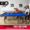 GoSports 6, 7, or 8 ft Billiards Tables – No Assembly, Choose Your Color – Portable Pool Table Includes Full Set of Balls, 2 Cue Sticks, Chalk and Felt Brush(8 ft Blue)