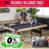 GoSports 6, 7, or 8 ft Billiards Tables – No Assembly, Choose Your Color – Portable Pool Table Includes Full Set of Balls, 2 Cue Sticks, Chalk and Felt Brush(8 ft Oak)