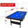 GoSports 6, 7, or 8 ft Billiards Tables – No Assembly, Choose Your Color – Portable Pool Table Includes Full Set of Balls, 2 Cue Sticks, Chalk and Felt Brush(7ft Blue)