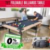 GoSports 6, 7, or 8 ft Billiards Tables – No Assembly, Choose Your Color – Portable Pool Table Includes Full Set of Balls, 2 Cue Sticks, Chalk and Felt Brush(7 ft Oak)