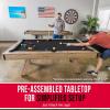 GoSports 7 ft Pool Tables with Wood Finish – Choose Your Style – Modern Billiards Table with 2 Cue Sticks, Balls, Rack, Felt Brush and Chalk(Black  Brown Wood Finish)