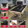 GoSports 7 ft Pool Tables with Wood Finish – Choose Your Style – Modern Billiards Table with 2 Cue Sticks, Balls, Rack, Felt Brush and Chalk(Black  Brown Wood Finish)