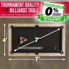 GoSports 7 ft Pool Tables with Wood Finish – Choose Your Style – Modern Billiards Table with 2 Cue Sticks, Balls, Rack, Felt Brush and Chalk(Black  Brown Wood Finish)