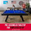 GoSports 7 ft Pool Tables with Wood Finish – Choose Your Style – Modern Billiards Table with 2 Cue Sticks, Balls, Rack, Felt Brush and Chalk(Blue  Black Wood Finish)