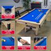 GoSports 7 ft Pool Tables with Wood Finish – Choose Your Style – Modern Billiards Table with 2 Cue Sticks, Balls, Rack, Felt Brush and Chalk(Blue  Brown Wood Finish)
