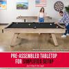 GoSports 8 ft Pool Tables with Wood Finish – Choose Your Style – Modern Billiards Table with 2 Cue Sticks, Balls, Rack, Felt Brush and Chalk(Black  Brown Wood Finish)