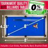 GoSports 8 ft Pool Tables with Wood Finish – Choose Your Style – Modern Billiards Table with 2 Cue Sticks, Balls, Rack, Felt Brush and Chalk(Blue  Brown Wood Finish)