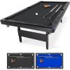 GoSports 6, 7, or 8 ft Billiards Tables – No Assembly, Choose Your Color – Portable Pool Table Includes Full Set of Balls, 2 Cue Sticks, Chalk and Felt Brush(8 ft Black)
