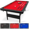 GoSports 6, 7, or 8 ft Billiards Tables – No Assembly, Choose Your Color – Portable Pool Table Includes Full Set of Balls, 2 Cue Sticks, Chalk and Felt Brush(7ft Red)