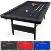 GoSports 6, 7, or 8 ft Billiards Tables – No Assembly, Choose Your Color – Portable Pool Table Includes Full Set of Balls, 2 Cue Sticks, Chalk and Felt Brush(7ft Black)